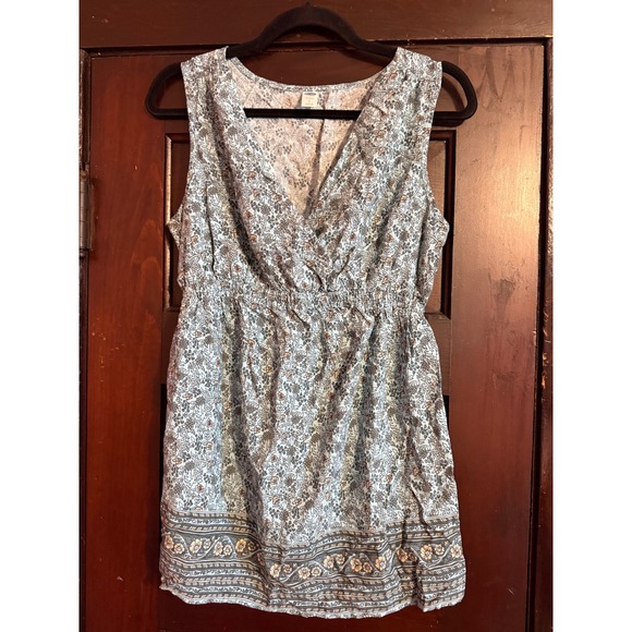 Old Navy Tops - Old Navy Maternity Blue Floral Boho Surplice V-Neck Empire Waist Tank Top Small